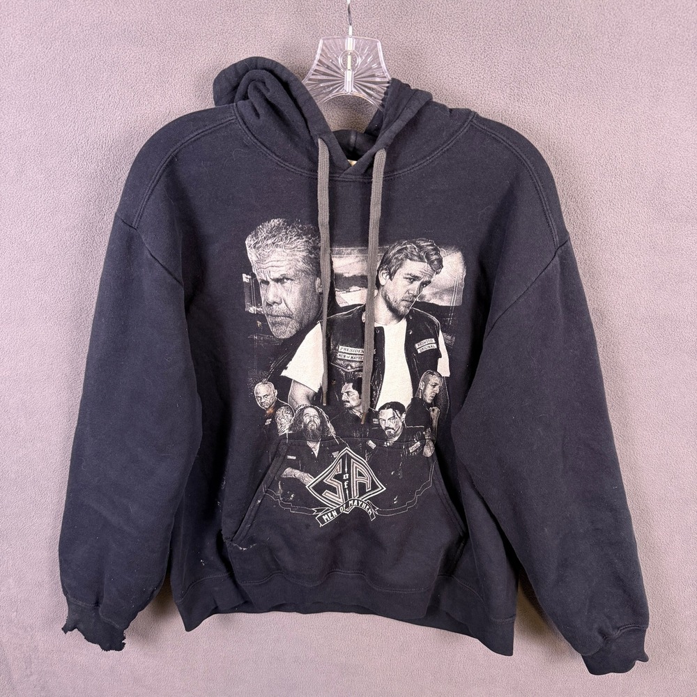Y2K Original Sons of Anarchy Hoodie Men M Distressed SOA TV Show 2015 Thrashed